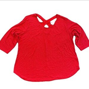 John Paul Richard Woman 2X Red Festive Holiday Christmas Party Shirt Gold Dots